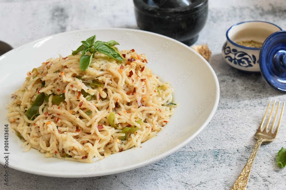 Aglio Olio Spaghetti Pasta in garlic and olive oil Aglio Olio Spaghetti Pasta in garlic and olive oil