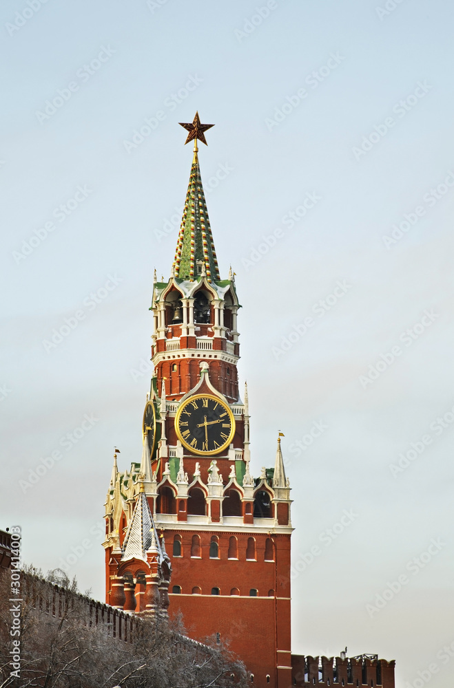 Spasskaya and Tsarskaya towers of the Moscow Kremlin. Russia