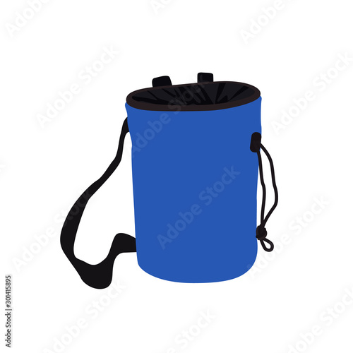 Chalk bag for rock climbing isolated on white background. Vector illustration.