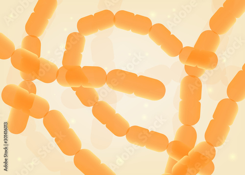 Probiotics microbiota or colonic bacterias realistic vector illustration.