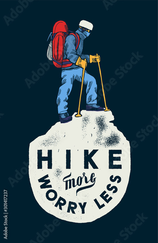 Skull with skis inside it - ride or die - vintage ski print