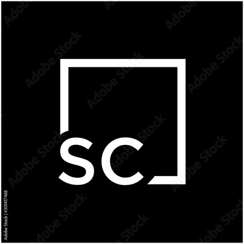 Letter SC Logo design with square frame line art. business consulting concept. studio,room,group icon. Suitable for business, consulting group company. - vector