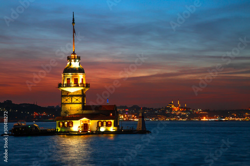 Maiden's Tower taken with long exposure at sunset