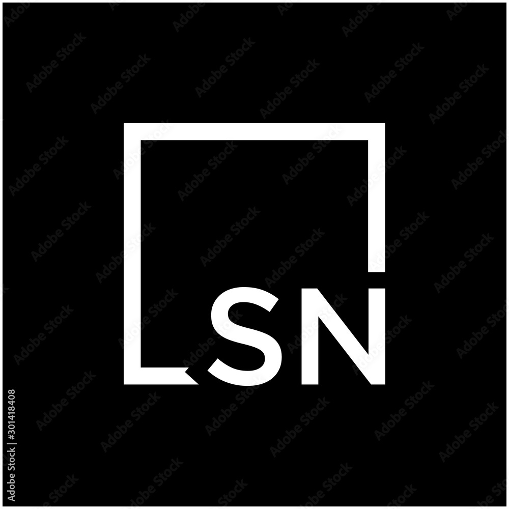Letter SN Logo design with square frame line art. business consulting concept. studio,room,group icon. Suitable for business, consulting group company. - vector Letter SN Logo design with square frame line art. business consulting concept. studio,room,group icon. Suitable for business, consulting group company. - vector