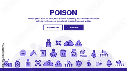 Collection Chemical Toxic Poison Vector Icons Set Thin Line. Toxic In Barrel, Poisonous Water, Substance In Flask, Skull With Bones Concept Linear Pictograms. Monochrome Contour Illustrations