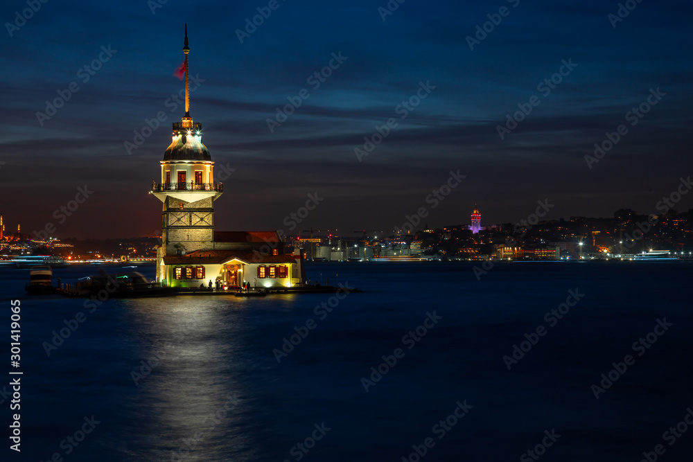 Maiden's Tower taken with long exposure at sunset