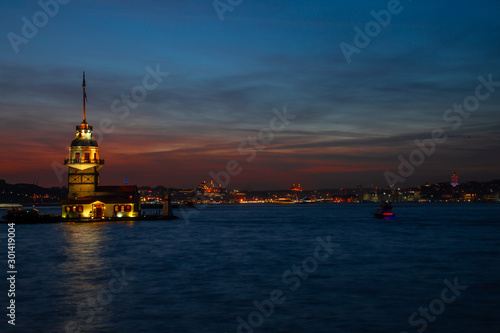 Maiden's Tower taken with long exposure at sunset