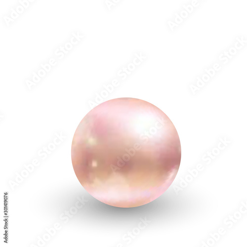 Shiny natural pink pearl with light effects. eps 10