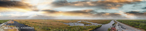 Aerial view of creek and swamps in the Florida Everglades, United States © jovannig