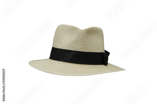 A Lightweight Summer Straw Hat with a Black Ribbon.