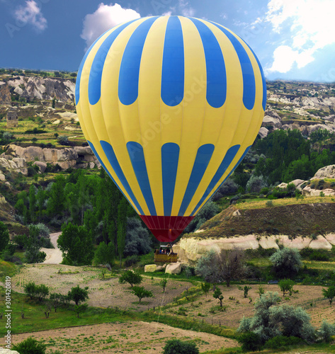 hot air balloons flying over Cappadocia, ballooning Turkey