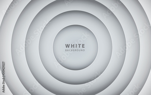 Abstract 3D circle papercut layer white background