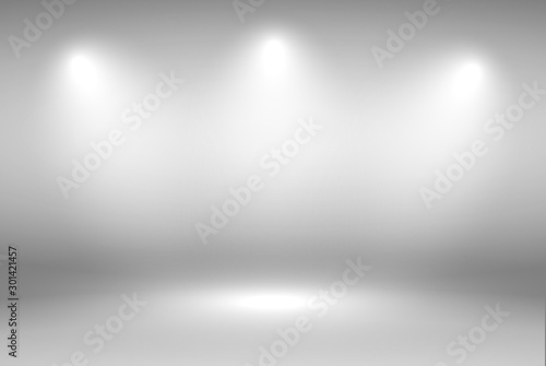 Product Showcase Spotlight Background - Crisp and Clear White Floor - Light Scene for Modern Clean Minimalist Design, Widescreen in High Resolution