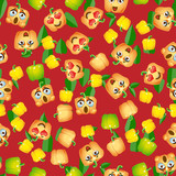 Cute seamless pattern with cartoon emoji Bell pepper