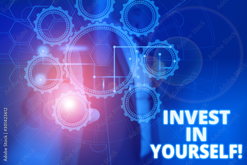 Text sign showing Invest In Yourself. Business photo text learn new things or materials thus making your lot better Picture photo system network scheme modern technology smart device Text sign showing Invest In Yourself. Business photo text learn new things or materials thus making your lot better Picture photo system network scheme modern technology smart device