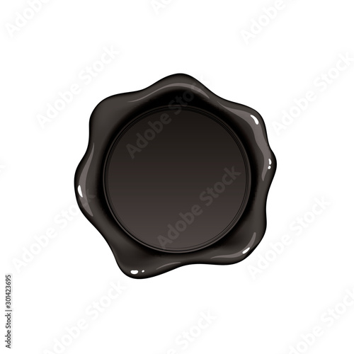 Black wax seal isolated on white background