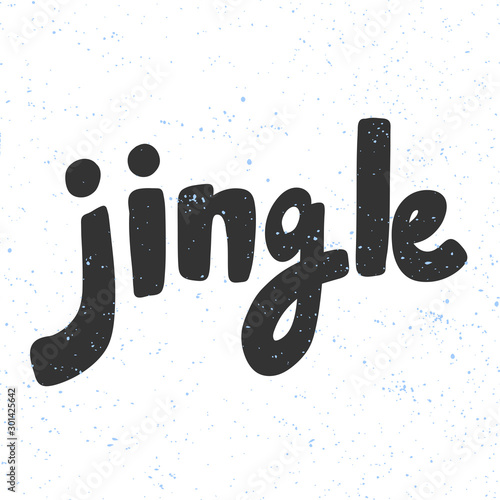 Jingle. Merry Christmas and Happy New Year. Season Winter Vector hand drawn illustration sticker with cartoon lettering. 