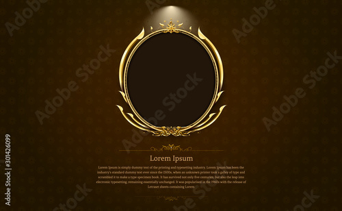 gold frame circle border picture and pattern gold thai art Thai art