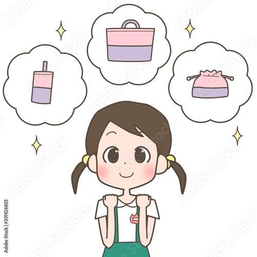 入園グッズを欲しがる女の子
