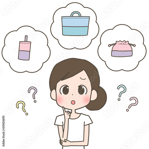 入園グッズに悩む女性