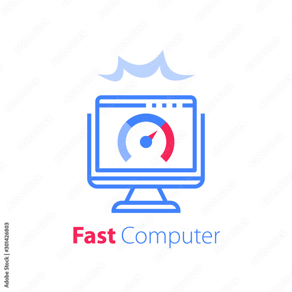 Fast internet access, computer monitor, software solution, antivirus concept Fast internet access, computer monitor, software solution, antivirus concept