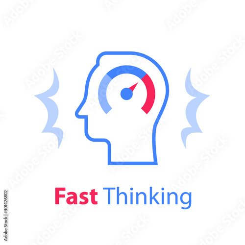 Head and speedometer, growth mindset, potential development, fast self improvement, soft skills training
