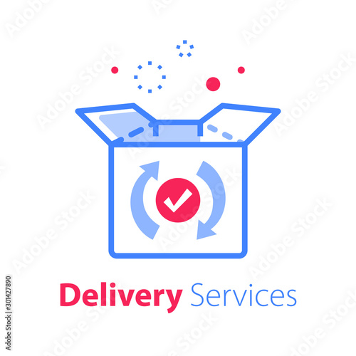 Fast processing store order, parcel shipment, distribution services, delivery warranty