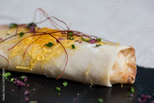 Author's cuisine. Creative serving. Original chicken cannelloni photo