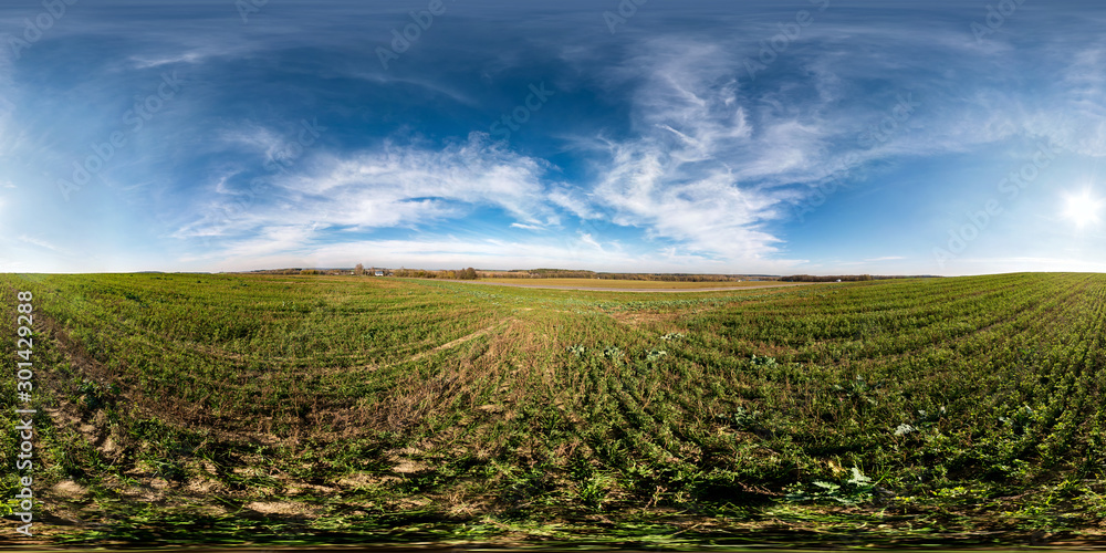 blue sky before sunset with beautiful awesome clouds. full seamless spherical hdri panorama 360 degrees angle view among fields in evening in equirectangular projection, ready for VR AR content blue sky before sunset with beautiful awesome clouds. full seamless spherical hdri panorama 360 degrees angle view among fields in evening in equirectangular projection, ready for VR AR content