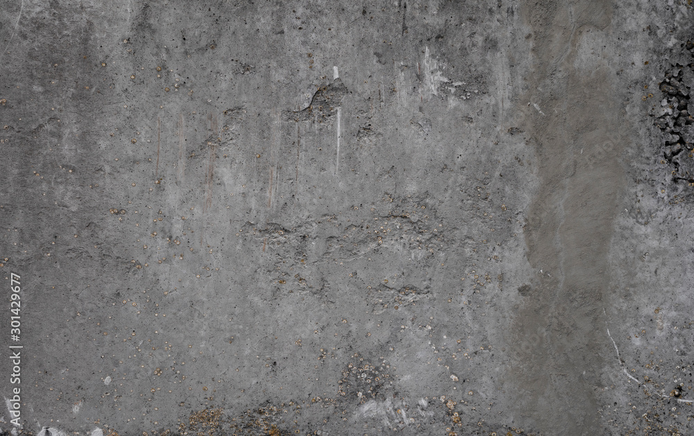 Texture of old concrete wall for background. White concrete wall background with a cracks nad holes. - obrazy, fototapety, plakaty 