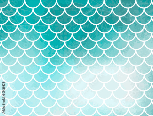 Turquoise mermaid scales. Fish scales. Underwater sea pattern. Vector illustration. Perfect for print design for textile, poster, greeting card, invitation.