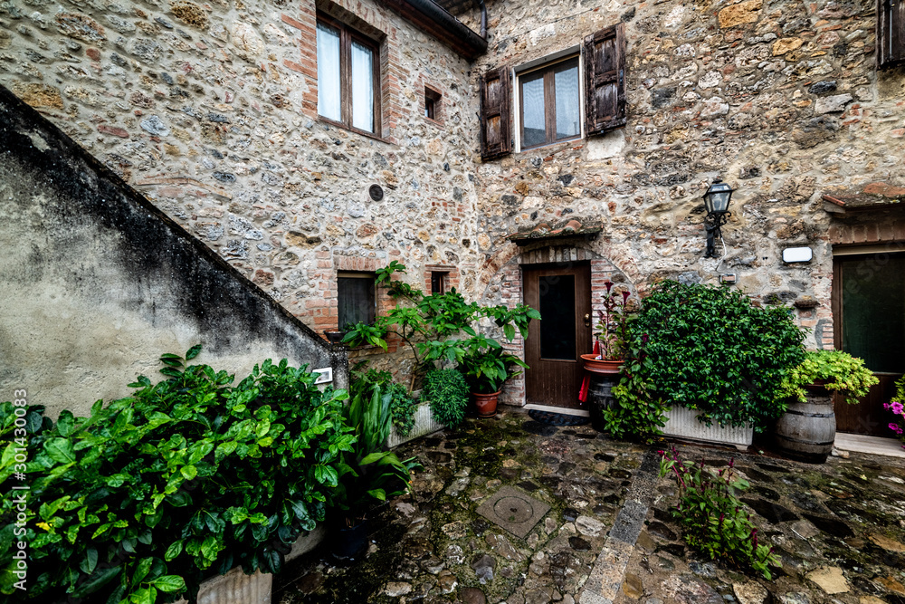 Picturesque corner in Monteriggioni, Italy