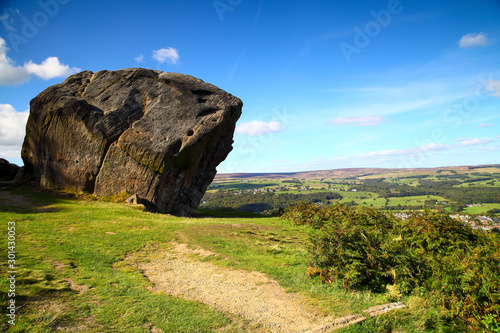 Landscape view of the cow and calf rocks at Ilkley moor West Yorkshire photo