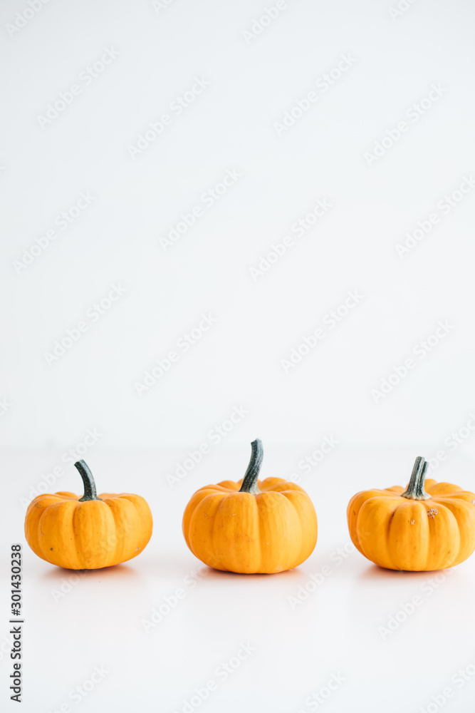 Obraz premium Fresh pumpkin isolated on white background. For Halloween, thanksgiving holiday and Autumn theme.