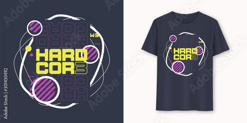 Hardcore abstract geometric graphic t-shirt vector design, typography