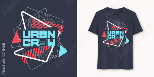 Urban crew abstract geometric graphic t-shirt vector design, typography