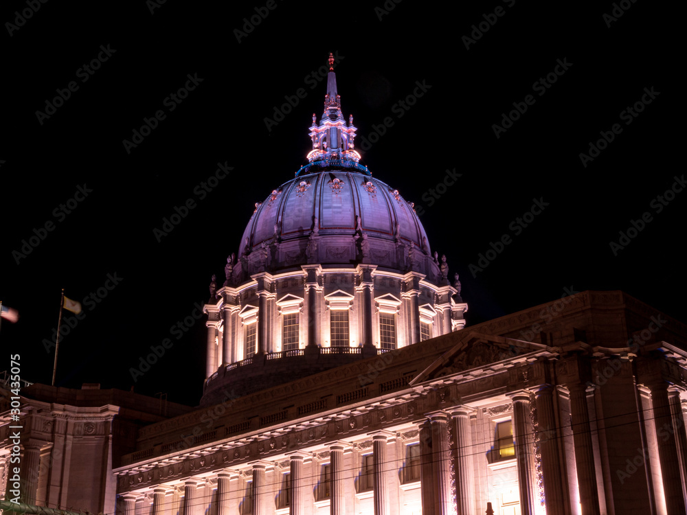 San Francisco Purple City Hall at night