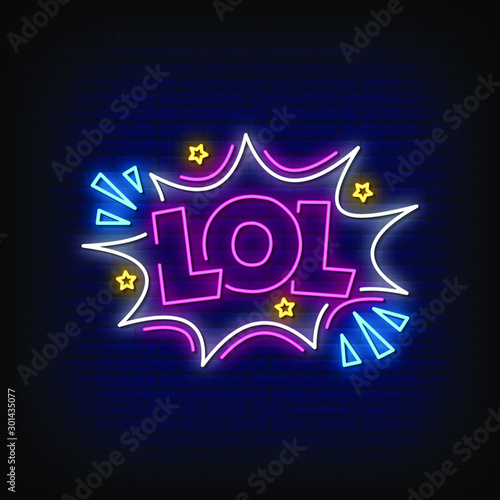 Lol Neon Signs Style Text Vector