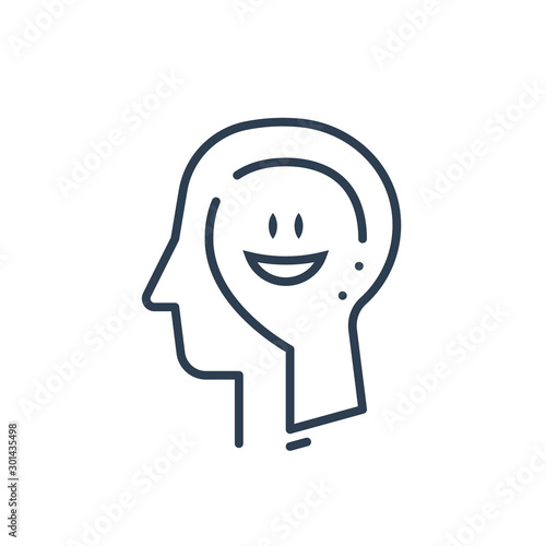 Human head profile, cognitive psychology or psychotherapy concept, positive thinking