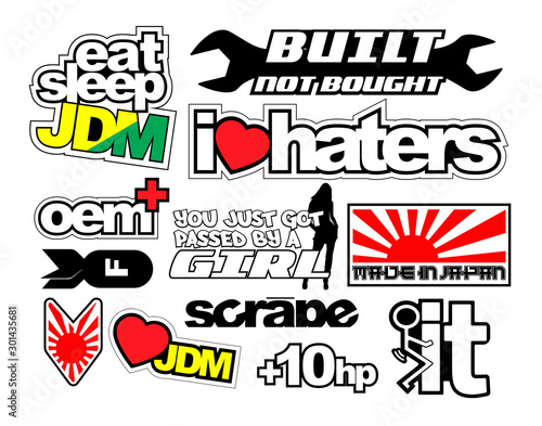 Japanese Car Decals, and Stickers in Vector format