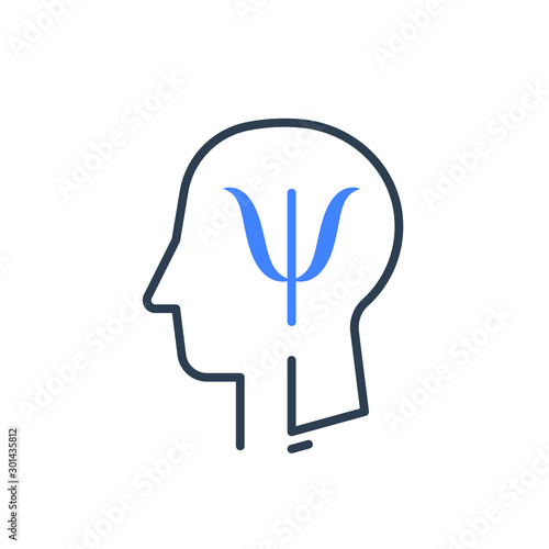 Human head profile and psychology symbol, mental health, help and development