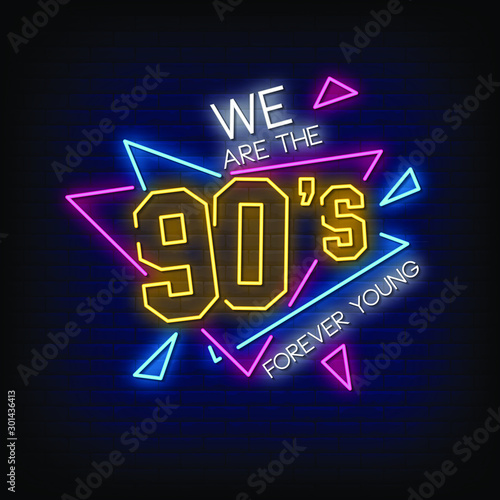 90's Party Neon Signs Style Text Vector