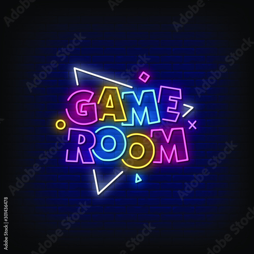 Game Room Neon Signs Style Text Vector