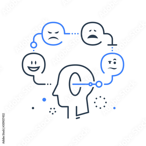 Mood swing, bipolar disorder, manic depression, cognitive psychology or psychiatry concept