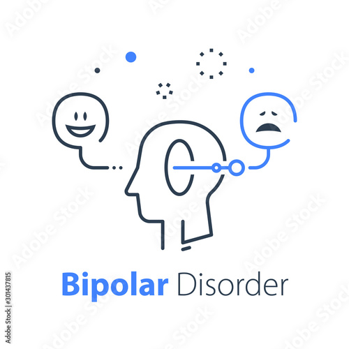 Mood swing, bipolar disorder, manic depression, cognitive psychology or psychiatry concept