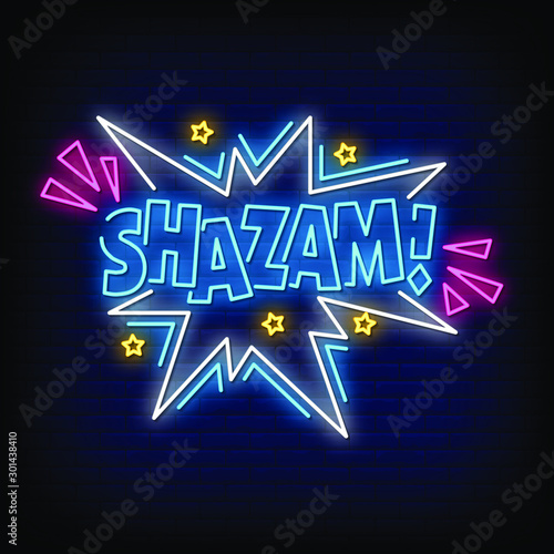 Shazam Neon Signs Style Text Vector