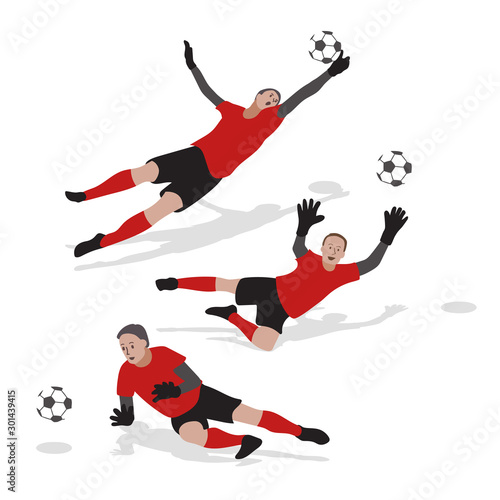 Set of goalie isolated on white background. vector illustration.