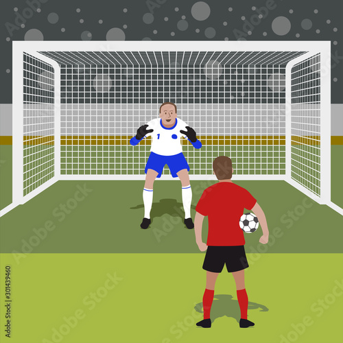 Penalty kick concept, soccer football championship vector background.