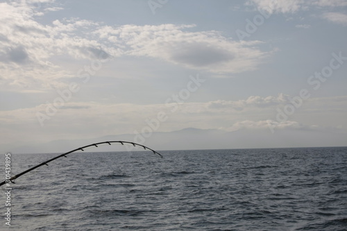 caña de pesca preparadas en el barco