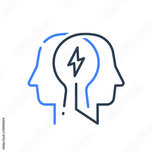 Human head profile, cognitive psychology or psychotherapy, neurology concept